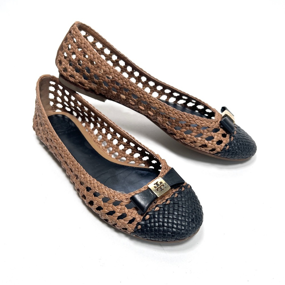 TORY BURCH Carlyle Woven Leather Ballerina Flat